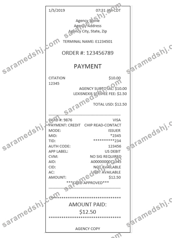 AGENCY payment receipt